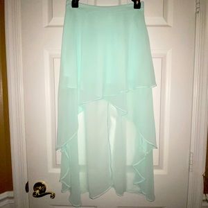 light blue/see green pastel chiffon high low skirt
